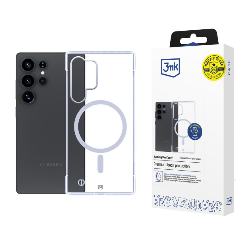 Funda 3mk Just20g MagCase para Samsung Galaxy S25 Ultra, transparente