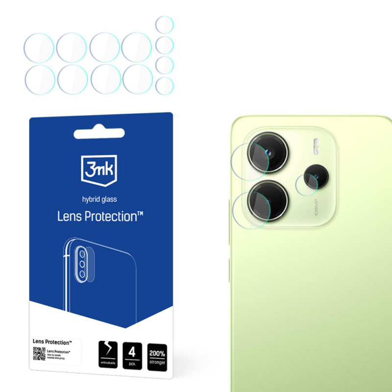 3MK Lens Protection cristal híbrido para la cámara del Xiaomi Redmi Note 14 4G (4 uds.)