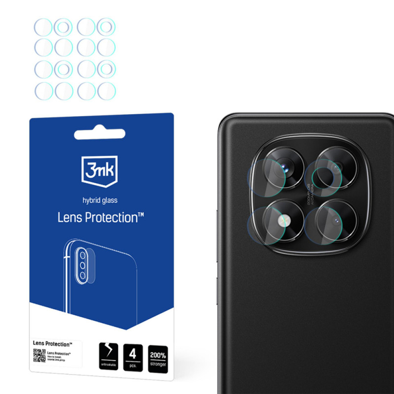 3MK Lens Protection cristal híbrido para el objetivo de la cámara del Xiaomi Redmi Note 14 Pro 4G (4 uds.)