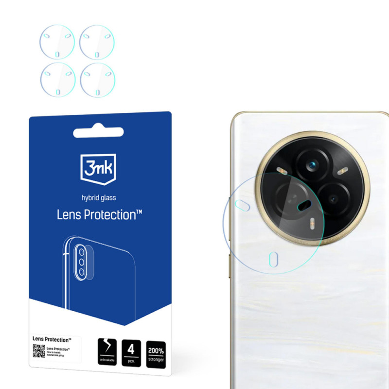 3MK Lens Protection cristal híbrido para el objetivo de la cámara del Realme 14 Pro+ (4 uds.)