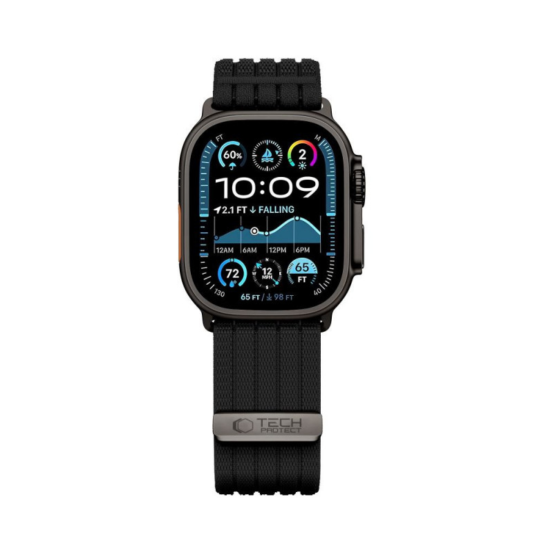Tech-Protect Nylon Sport correa para Apple Watch 44/45/46/49 mm, negra