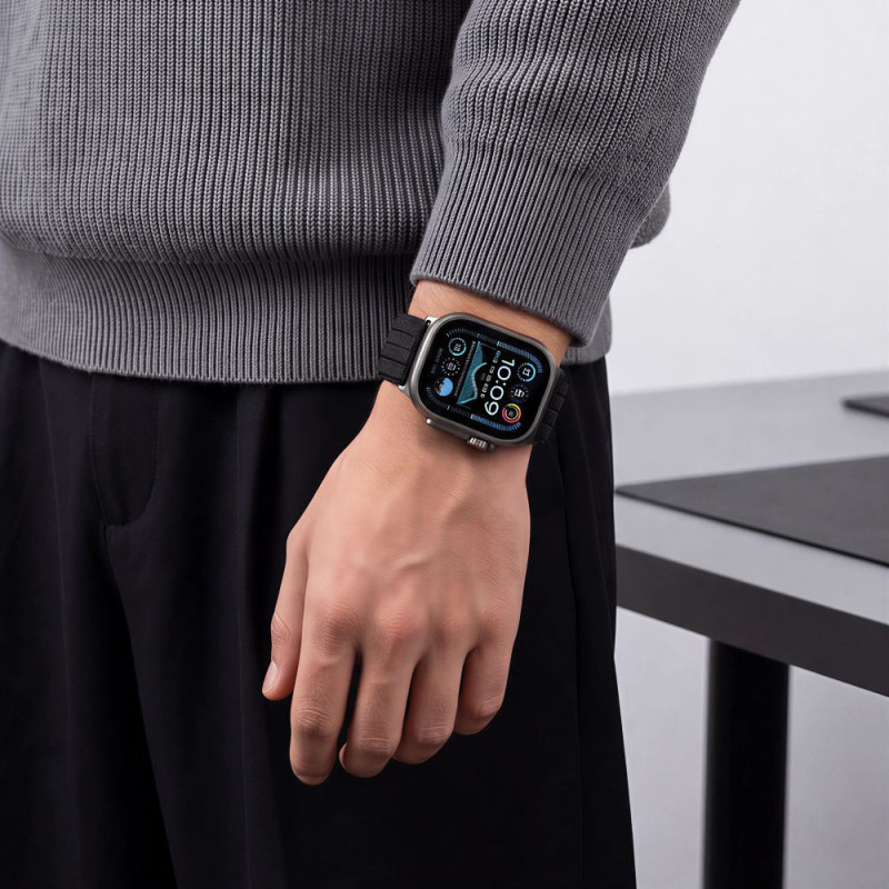 Tech-Protect Nylon Sport correa para Apple Watch 44/45/46/49 mm, negra