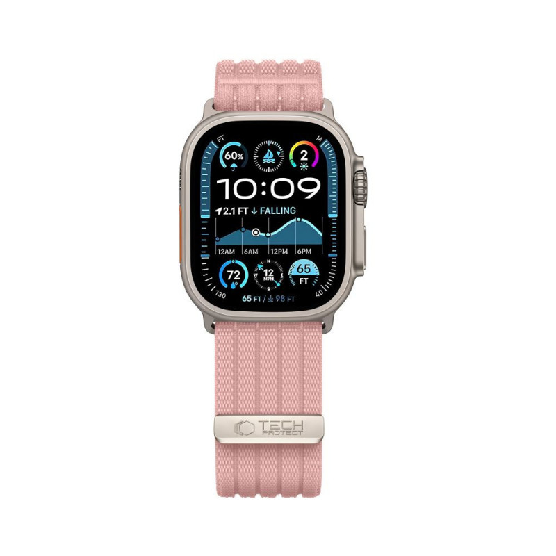 Tech-Protect Nylon Sport correa para Apple Watch 44/45/46/49 mm, rosa claro