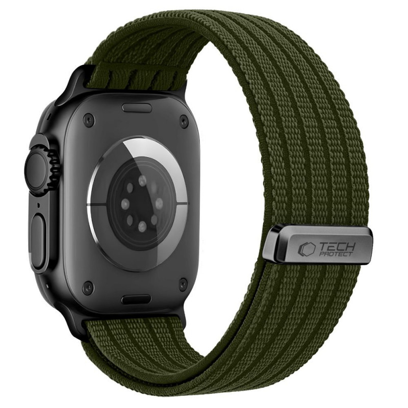 Tech-Protect Nylon Sport correa para Apple Watch 44/45/46/49 mm, verde oscuro