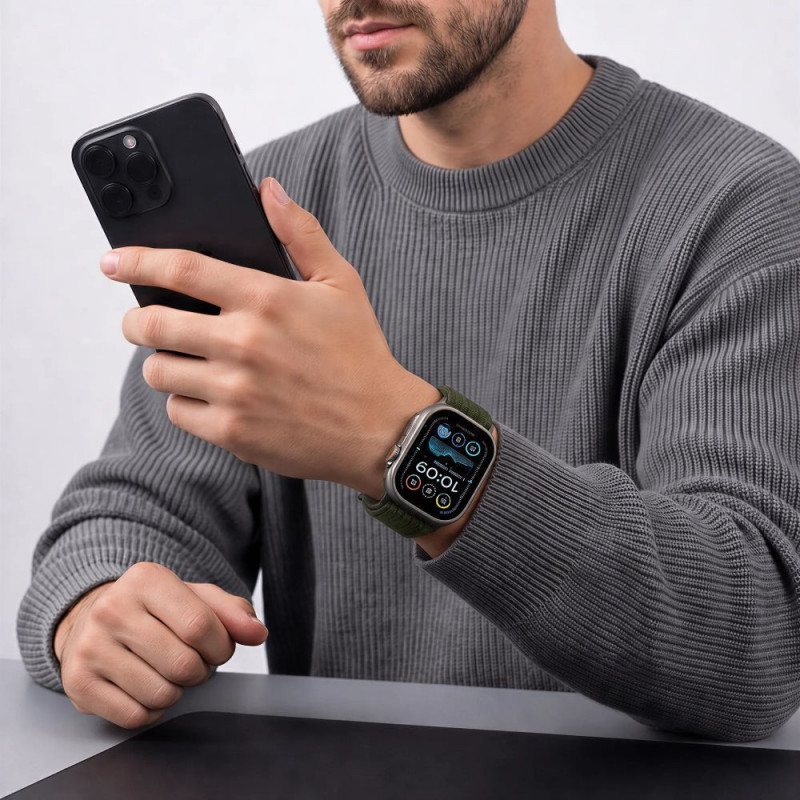 Tech-Protect Nylon Sport correa para Apple Watch 44/45/46/49 mm, verde oscuro