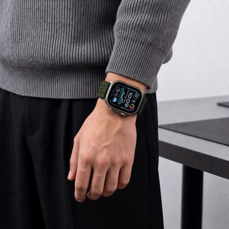 Tech-Protect Nylon Sport correa para Apple Watch 44/45/46/49 mm, verde oscuro