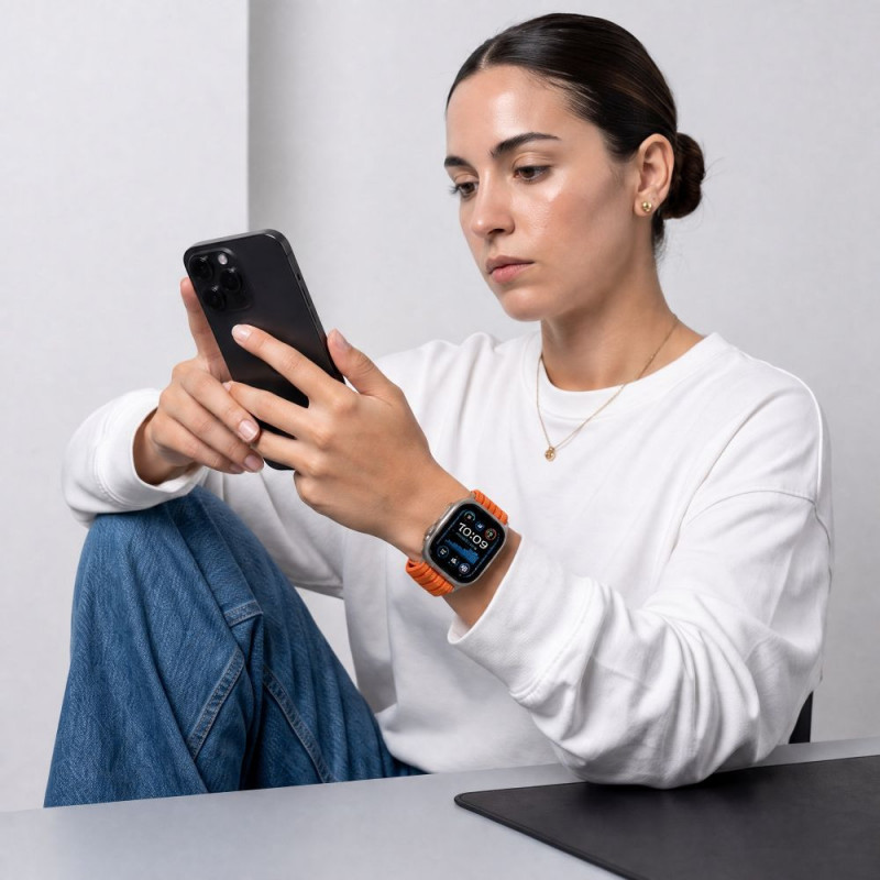 Tech-Protect Nylon Sport correa para Apple Watch 44/45/46/49 mm, naranja