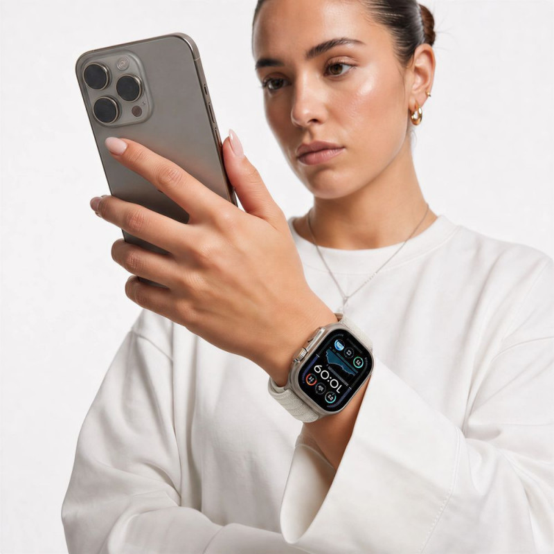 Tech-Protect Nylon Sport correa para Apple Watch 8 / 9 / 10 / 11 / SE / Ultra 44 / 45 / 46 / 49 mm, Starlight