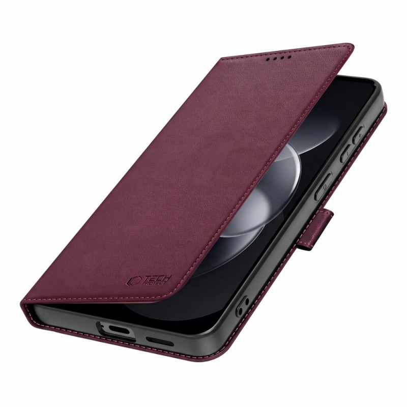 Tech-Protect Wallet funda tipo cartera para Xiaomi Redmi Note 17 Pro 5G, burdeos