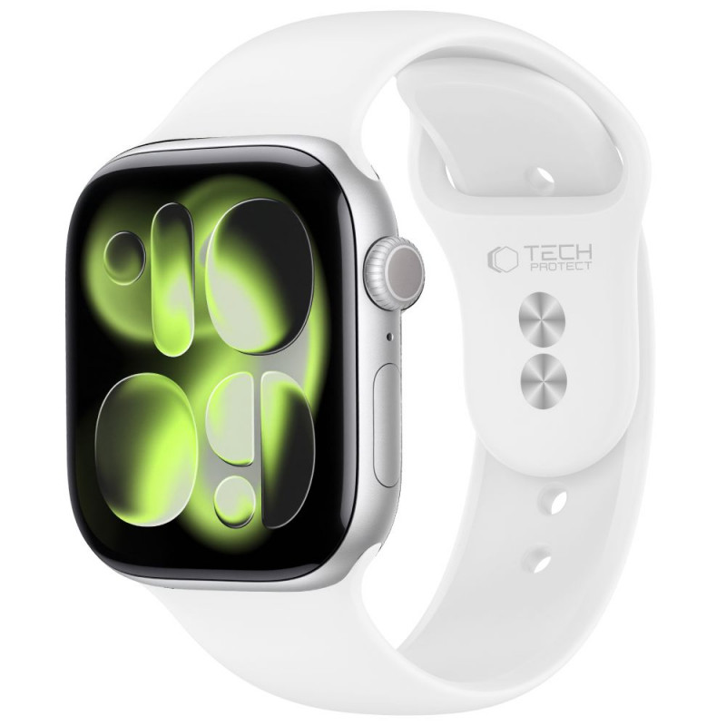 Tech-Protect Silicone correa para Apple Watch 8/9/10/11/12/SE 40/41/42 mm, blanca