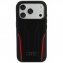 Funda Audi R8 Genuine Leather MagSafe de piel auténtica para iPhone 18 Pro / 17 Pro, negra y roja (AUDI000239)