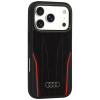 Funda Audi R8 Genuine Leather MagSafe de piel auténtica para iPhone 18 Pro / 17 Pro, negra y roja (AUDI000239)