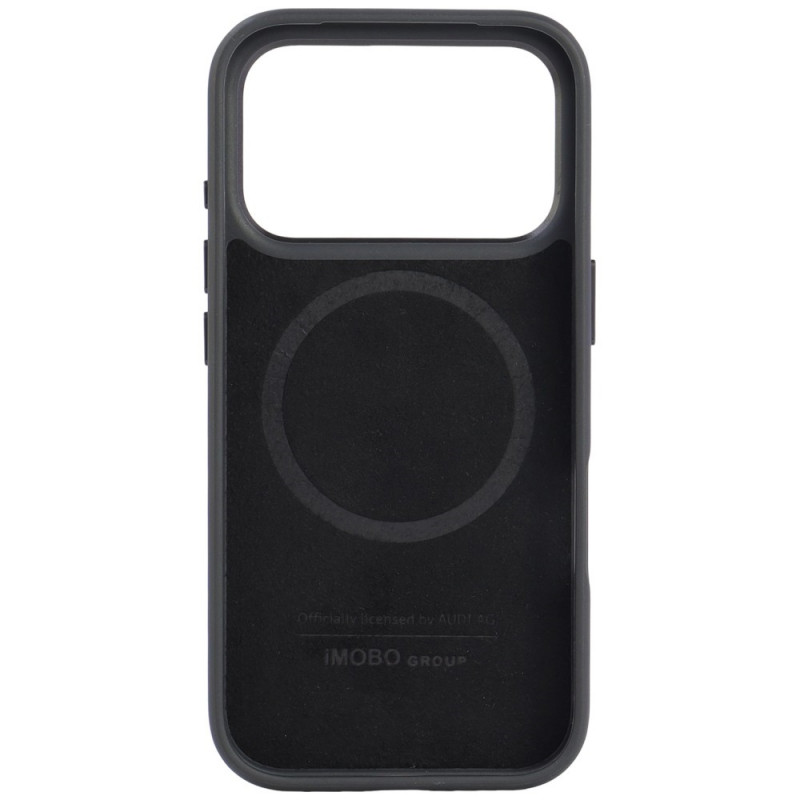 Funda Audi R8 Genuine Leather MagSafe de piel auténtica para iPhone 18 Pro / 17 Pro, negra y roja (AUDI000239)