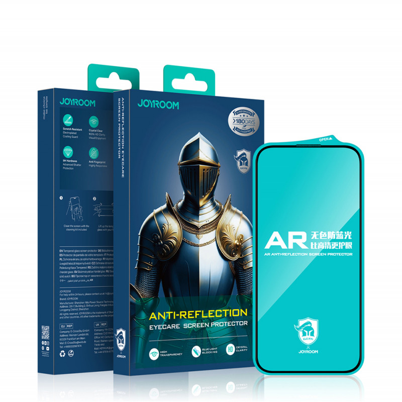 Joyroom JR-MAR0317 cristal templado antirreflectante para iPhone 15 Plus/16 Plus