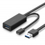 Cable alargador UGREEN US175 USB 3.0 con puerto de alimentación micro USB, 5 m, negro