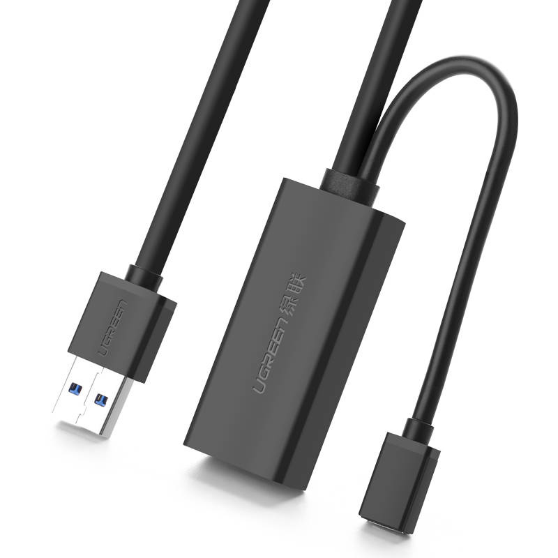 Cable alargador UGREEN US175 USB 3.0 con puerto de alimentación micro USB, 5 m, negro