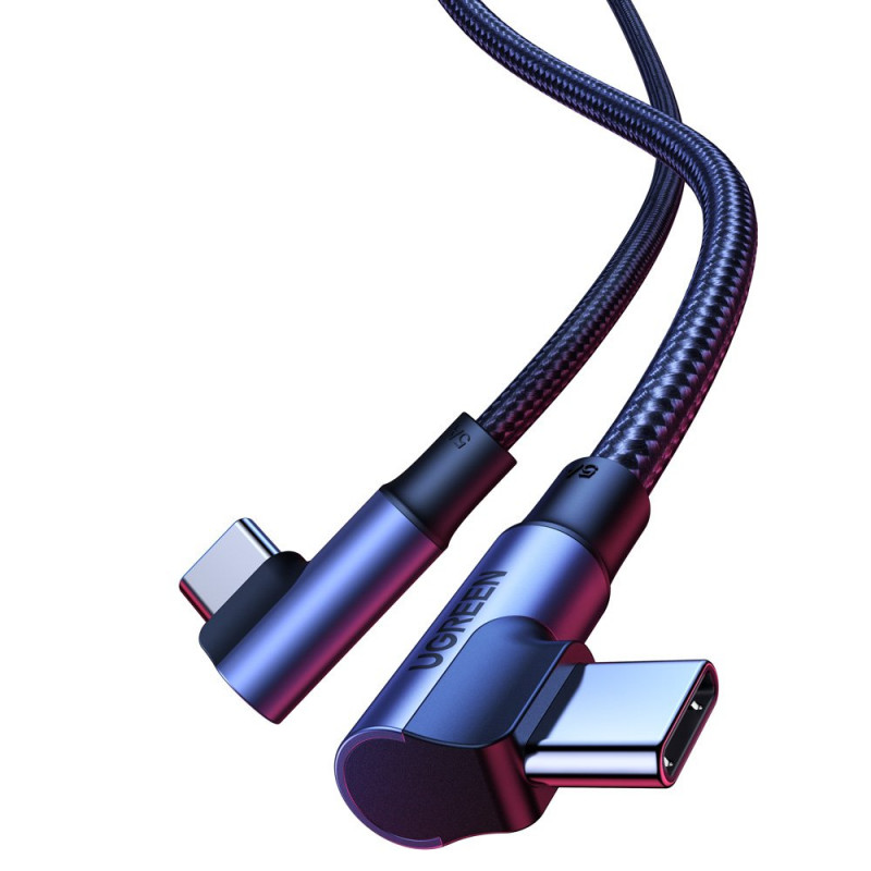 Cable acodado UGREEN US335 70696 de USB-C a USB-C, 100 W, 1 m, negro
