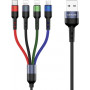USAMS U26 SJ413USB01 (US-SJ413) cable trenzado de nailon 4 en 1, 3 m, 2 A (2x Lightning/microUSB/USB-C)