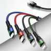 USAMS U26 SJ413USB01 (US-SJ413) cable trenzado de nailon 4 en 1, 3 m, 2 A (2x Lightning/microUSB/USB-C)