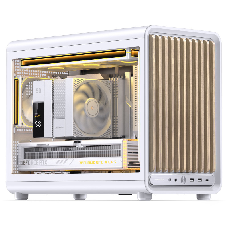 Jonsbo D33 Wood caja de PC, minicaja, mATX, cristal templado, blanca, madera (D33 WD/WHITE)