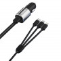 Dudao R5ProN cargador de coche con cable 3 en 1 integrado (Lightning / USB-C / micro USB), 3,4 A, 1 m, negro