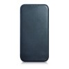 iCarer CE Oil Wax Premium Leather Folio Case funda tipo libro magnética para iPhone 14 Plus, MagSafe, azul (AKI14220707-BU)