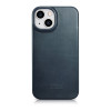 iCarer CE Oil Wax Premium Leather Folio Case funda tipo libro magnética para iPhone 14 Plus, MagSafe, azul (AKI14220707-BU)