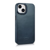 iCarer CE Oil Wax Premium Leather Folio Case funda tipo libro magnética para iPhone 14 Plus, MagSafe, azul (AKI14220707-BU)