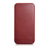 iCarer CE Oil Wax Premium Leather Folio Case funda tipo libro magnética para iPhone 14 Plus, MagSafe, roja (AKI14220707-RD)