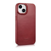 iCarer CE Oil Wax Premium Leather Folio Case funda tipo libro magnética para iPhone 14 Plus, MagSafe, roja (AKI14220707-RD)