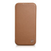 iCarer CE Premium Leather Folio Case funda tipo libro magnética para iPhone 14 Plus, MagSafe, marrón (WMI14220715-BN)