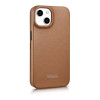 iCarer CE Premium Leather Folio Case funda tipo libro magnética para iPhone 14 Plus, MagSafe, marrón (WMI14220715-BN)