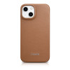 iCarer CE Premium Leather Folio Case funda tipo libro magnética para iPhone 14 Plus, MagSafe, marrón (WMI14220715-BN)