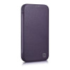 iCarer CE Premium Leather Folio Case funda tipo libro magnética para iPhone 14 Plus, MagSafe, morada oscura (WMI14220715-DP)