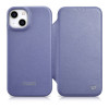 iCarer CE Premium Leather Folio Case funda tipo libro de piel para Apple iPhone 14 Plus / 15 Plus, MagSafe, morada clara (ICR413)