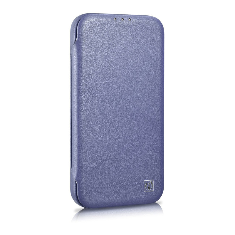 iCarer CE Premium Leather Folio Case funda tipo libro de piel para Apple iPhone 14 Plus / 15 Plus, MagSafe, morada clara (ICR413)