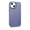 iCarer CE Premium Leather Folio Case funda tipo libro de piel para Apple iPhone 14 Plus / 15 Plus, MagSafe, morada clara (ICR413)