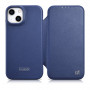 iCarer CE Premium Leather Folio Case funda tipo libro magnética para iPhone 14 Plus, MagSafe, azul (WMI14220715-BU)