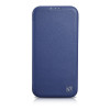 iCarer CE Premium Leather Folio Case funda tipo libro magnética para iPhone 14 Plus, MagSafe, azul (WMI14220715-BU)