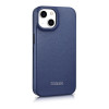 iCarer CE Premium Leather Folio Case funda tipo libro magnética para iPhone 14 Plus, MagSafe, azul (WMI14220715-BU)