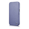 iCarer CE Premium Leather Folio Case funda tipo libro de piel para Apple iPhone 14 Pro Max, MagSafe, morada clara (ICR419)