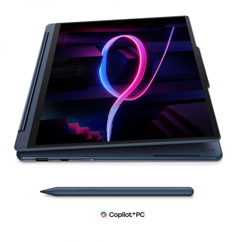 Lenovo Yoga 9i 2-in-1 Aura Edition 14IPH11 83SE001XPB portátil, 14" 2,8K OLED táctil, Intel Core Ultra 7 355, 32 GB RAM, SSD de 512 GB, azul
