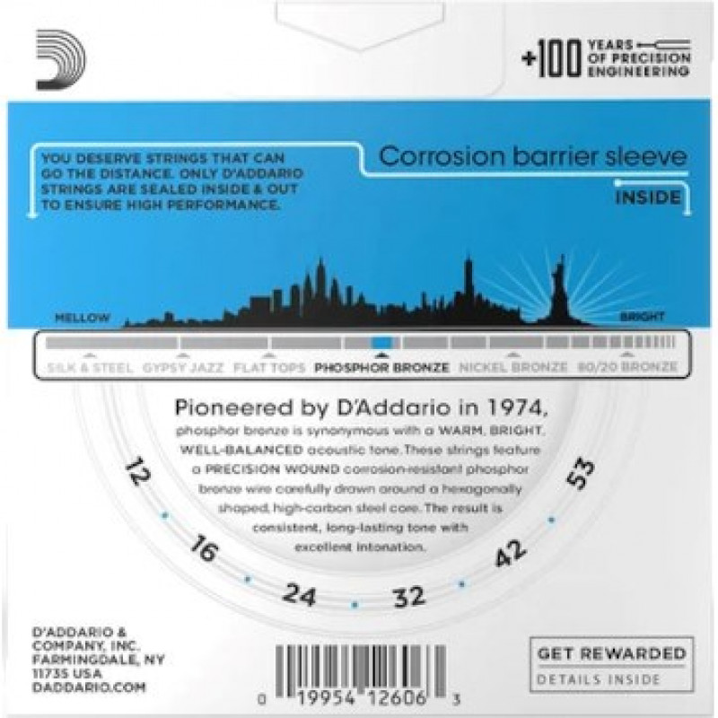 D'Addario EJ16 cuerdas para guitarra acústica, 12-53