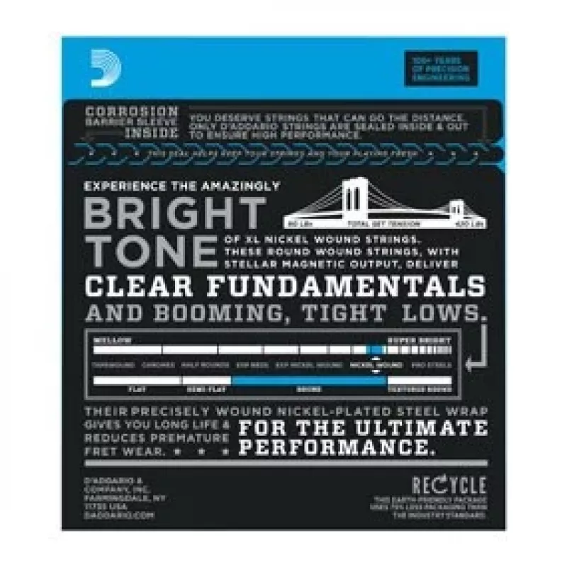 D'Addario EXL165 cuerdas para bajo, Regular Light 45–105