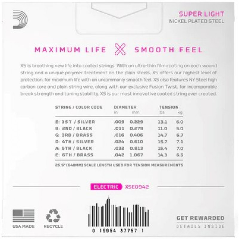 D'Addario XSE0942 cuerdas para guitarra eléctrica, Super Light 9–42