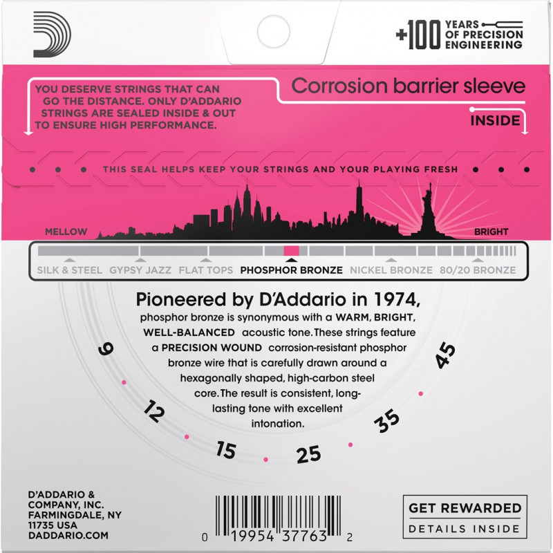 D'Addario EJ23 cuerdas para guitarra acústica, 9–45