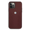 BMW BMHCP12MRSPPR Curve Perforate funda rígida de piel para Apple iPhone 12 / 12 Pro, roja
