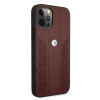 BMW BMHCP12MRSPPR Curve Perforate funda rígida de piel para Apple iPhone 12 / 12 Pro, roja