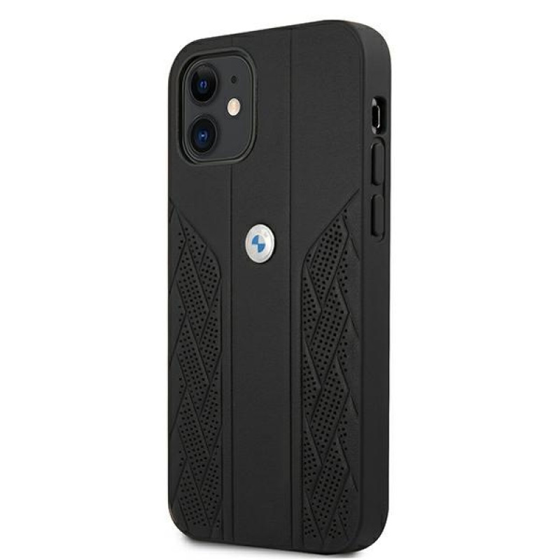 BMW BMHCP12SRSPPK Curve Perforate funda rígida de piel para Apple iPhone 12 mini, negra