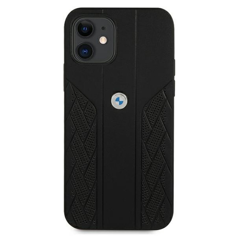 BMW BMHCP12SRSPPK Curve Perforate funda rígida de piel para Apple iPhone 12 mini, negra